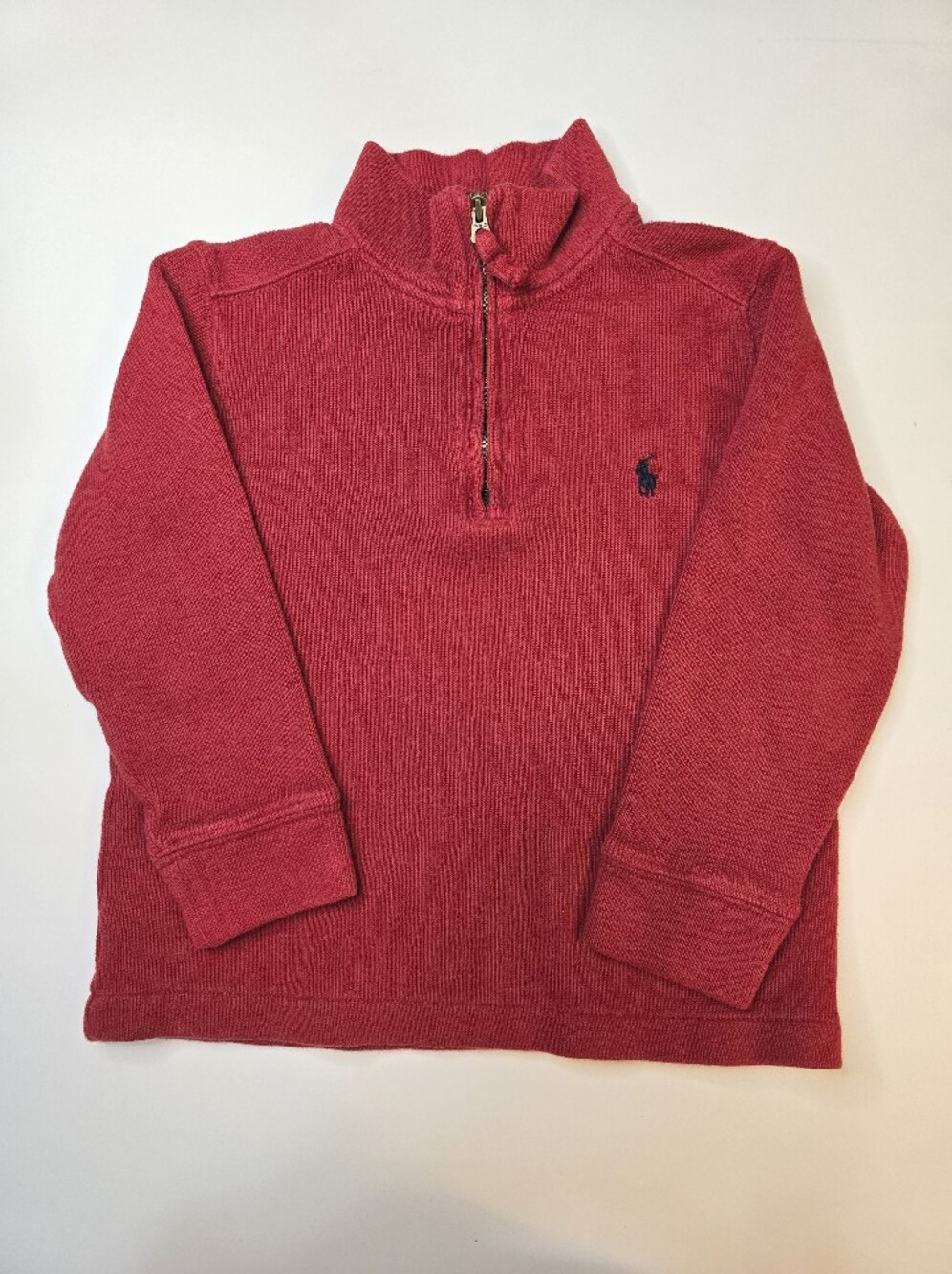 Polo by Ralph Lauren Deep Red Half-Zip Sweater with Navy Pony